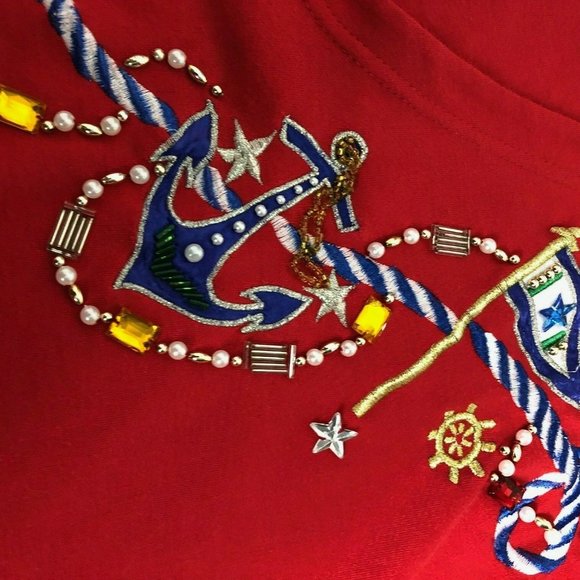 Victoria Woman Nautical Beaded Embellished Shirt - Picture 4 of 8